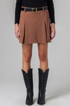 Piazza Italia Gonna pantaloncino con elastico in vita e cintura - Cammello Beige Hot