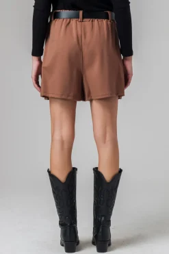 Piazza Italia Gonna pantaloncino con elastico in vita e cintura - Cammello Beige Hot