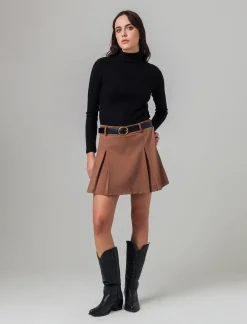 Piazza Italia Gonna pantaloncino con elastico in vita e cintura - Cammello Beige Hot