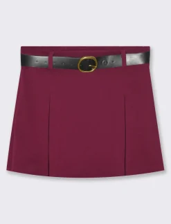 Piazza Italia Gonna pantaloncino con elastico in vita e cintura - Vinaccia Rosso Best