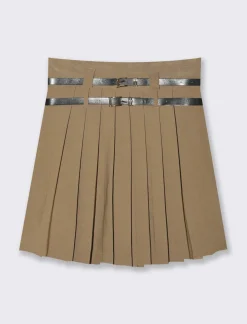 Piazza Italia Gonna plisset con cinture - Cammello Cheap