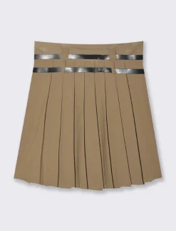 Piazza Italia Gonna plisset con cinture - Cammello Cheap