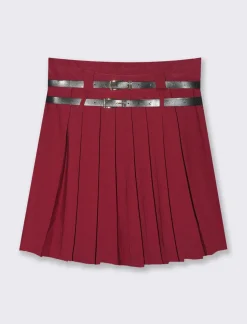 Piazza Italia Gonna plisset con cinture - Rosso amarena Flash Sale