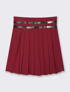 Piazza Italia Gonna plisset con cinture - Rosso amarena Flash Sale