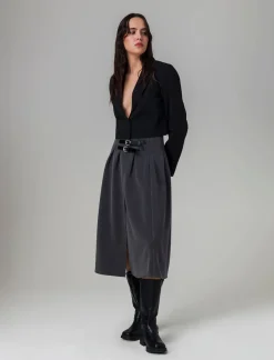 Piazza Italia Gonna plisset con cinturini - Grigio Shop