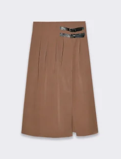 Piazza Italia Gonna plisset con cinturini - Cammello Beige Best Sale