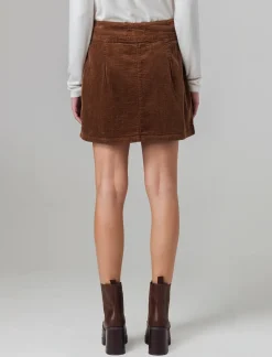 Piazza Italia Gonna svasata in velluto con bottoni e tasche a toppa sul davanti - castoro Grigio Outlet