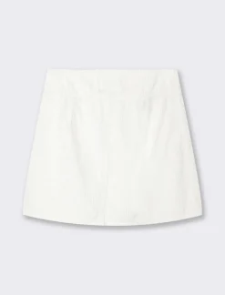 Piazza Italia Gonna svasata in velluto con bottoni e tasche a toppa sul davanti - Avorio Beige Online