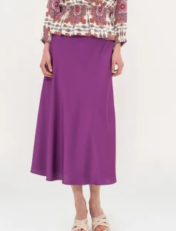 Piazza Italia Gonna unita in tessuto satin realizzata in sbieco - Porpora Viola Best