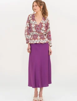 Piazza Italia Gonna unita in tessuto satin realizzata in sbieco - Porpora Viola Best