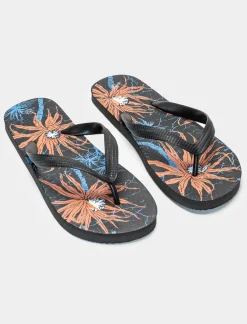 Piazza Italia Infradito stampa floreale da uomo - Nero Clearance