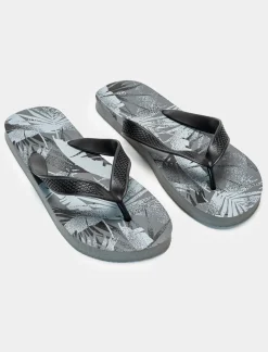 Piazza Italia Infradito stampa tropicale da uomo - Nero Cheap