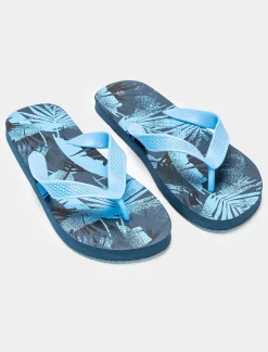 Piazza Italia Infradito stampa tropicale da uomo - Celeste Azzurro Clearance