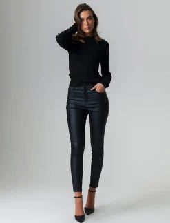 Piazza Italia Jeans 5 tasche vita alta super skinny effetto spalmato - Nero Discount