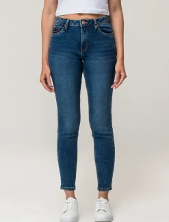 Piazza Italia Jeans basico 5 tasche vita alta vestibilità skinny e chiusura con zip e bottone - DENIM SCURO Blu Store