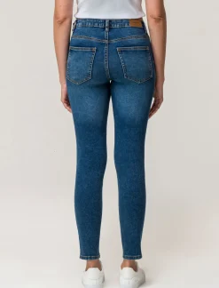 Piazza Italia Jeans basico 5 tasche vita alta vestibilità skinny e chiusura con zip e bottone - DENIM SCURO Blu Store