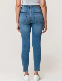 Piazza Italia Jeans basico 5 tasche vita alta vestibilità skinny e chiusura con zip e bottone - Denim Blu Discount