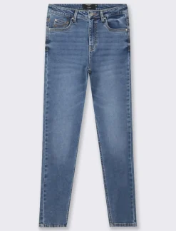 Piazza Italia Jeans basico 5 tasche vita alta vestibilità skinny e chiusura con zip e bottone - Denim Blu Discount