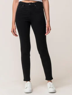 Piazza Italia Jeans basico 5 tasche vita alta vestibilità skinny e chiusura con zip e bottone - Nero Hot