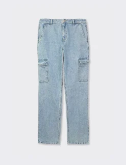 Piazza Italia Jeans cargo regular waist a gamba dritta - Denim Blu Cheap