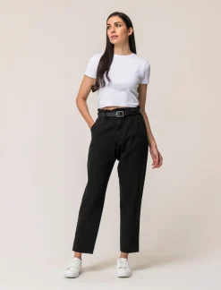 Piazza Italia Jeans cinque tasche paperbag con cintura - Nero Sale