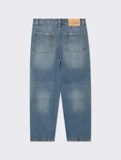 Piazza Italia Jeans da bambina in cotone vestibilità mom fit, cinque tasche - Denim Blu New