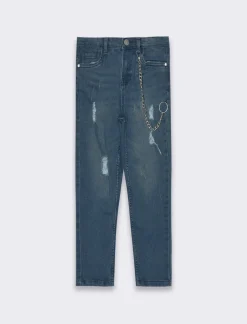 Piazza Italia Jeans in cotone elasticizzato, gamba dritta e vita regolabile - DENIM SCURO Shop