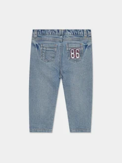 Piazza Italia Jeans in misto cotone, con abbottonatura a pressione e applicazione sulla tasca posteriore - Denim Blu Hot