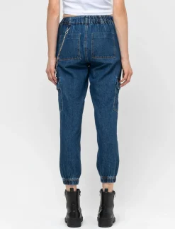 Piazza Italia Jeans jogger con tasconi e accessorio catena - Denim Blu Outlet