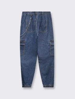 Piazza Italia Jeans jogger con tasconi e accessorio catena - Denim Blu Outlet