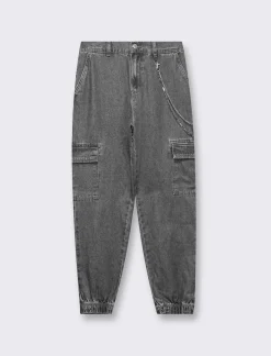 Piazza Italia Jeans jogger con tasconi e accessorio catena - Grigio Best