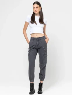 Piazza Italia Jeans jogger con tasconi e accessorio catena - Grigio Best