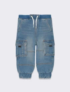 Piazza Italia Jeans modello cargo con elastico a fondo gamba - Denim chiaro Blu Flash Sale