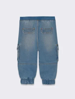 Piazza Italia Jeans modello cargo con elastico a fondo gamba - Denim chiaro Blu Flash Sale