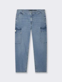 Piazza Italia Jeans relaxed cargo fit a cinque tasche con tasconi laterali a toppa - Denim Blu Flash Sale