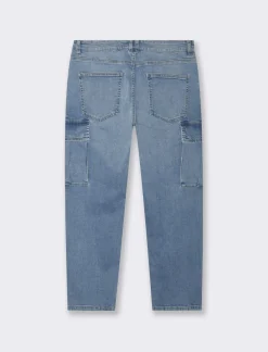 Piazza Italia Jeans relaxed cargo fit a cinque tasche con tasconi laterali a toppa - Denim Blu Flash Sale