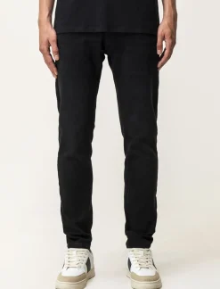 Piazza Italia Jeans skinny fit cinque tasche in essuto denim super stretch effetto slavato. Chiusura anteriore con - Nero Outlet
