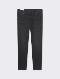 Piazza Italia Jeans skinny fit cinque tasche in essuto denim super stretch effetto slavato. Chiusura anteriore con - Nero Outlet