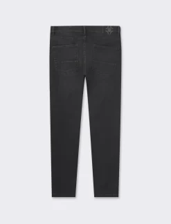 Piazza Italia Jeans skinny fit cinque tasche in essuto denim super stretch effetto slavato. Chiusura anteriore con - Nero Outlet