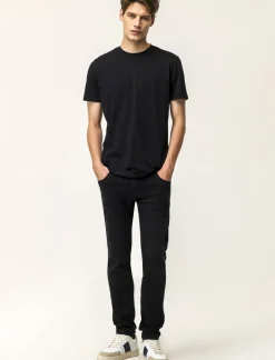 Piazza Italia Jeans skinny fit cinque tasche in essuto denim super stretch effetto slavato. Chiusura anteriore con - Nero Outlet