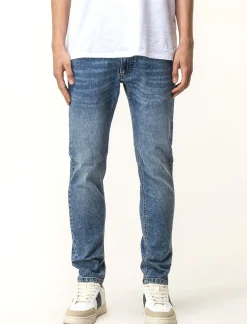 Piazza Italia Jeans skinny fit cinque tasche in essuto denim super stretch effetto slavato. Chiusura anteriore con - Denim Blu Best Sale