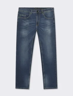 Piazza Italia Jeans slim fit a cinque tasche stretch effetto slavato - Denim Blu Cheap