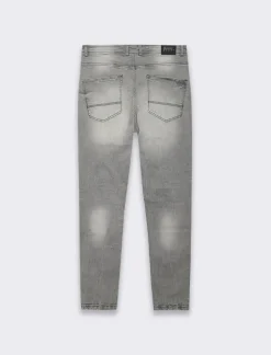 Piazza Italia Jeans slim tapered fit cinque tasche stretch con strappi - Grigio Flash Sale