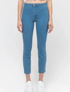 Piazza Italia Jeggings skinny vita alta in tessuto elasticizzato e tasche sul retro - Denim Blu Fashion