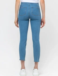 Piazza Italia Jeggings skinny vita alta in tessuto elasticizzato e tasche sul retro - Denim Blu Fashion