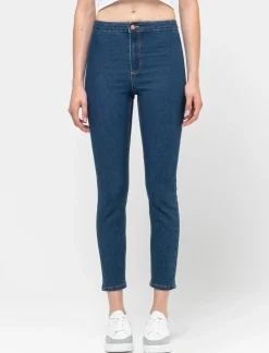 Piazza Italia Jeggings skinny vita alta in tessuto elasticizzato e tasche sul retro - DENIM SCURO Blu Discount