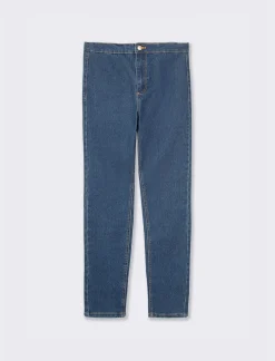 Piazza Italia Jeggings skinny vita alta in tessuto elasticizzato e tasche sul retro - DENIM SCURO Blu Discount