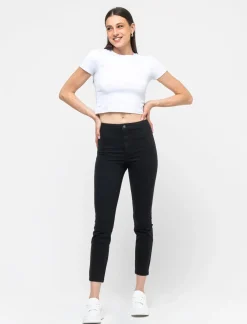 Piazza Italia Jeggings skinny vita alta in tessuto elasticizzato e tasche sul retro - Nero Online