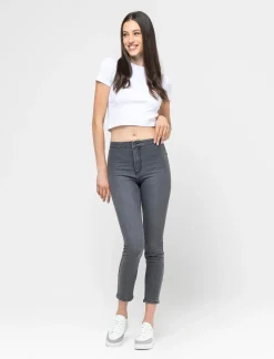 Piazza Italia Jeggings skinny vita alta in tessuto elasticizzato e tasche sul retro - Grigio Sale