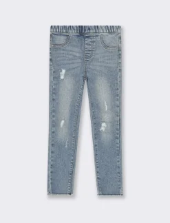 Piazza Italia Jeggings stretch effetto denim con vita elasticizzata e chiusura e tasche trompe l'oeil - Denim chiaro Blu Outlet
